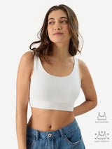 Women's White Casual Slim Fit Solid Sleeveless Bralette