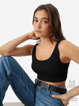 Women's Black Casual Slim Fit Solid Sleeveless Bralette