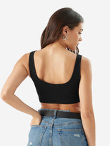 Women's Black Casual Slim Fit Solid Sleeveless Bralette