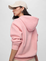 Women's Pink Casual Oversized Fit Printed Full Sleeves Hoodie