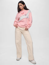 Women's Pink Casual Oversized Fit Printed Full Sleeves Hoodie