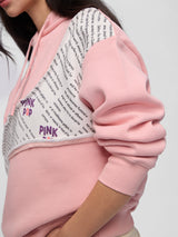 Women's Pink Casual Oversized Fit Printed Full Sleeves Hoodie