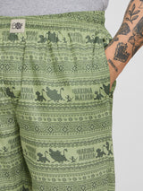 Men's Green Casual Graphic  Pyjama