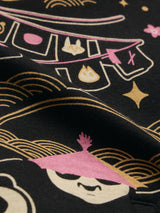 Women's Black Casual Oversized Fit Printed Full Sleeves Hoodie
