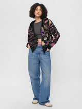 Women's Black Casual Oversized Fit Printed Full Sleeves Hoodie