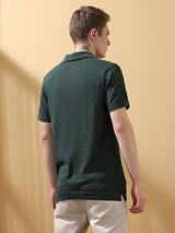 Men's Green Casual Regular Fit Half Sleeves Solid Tshirt