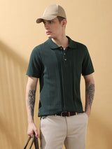 Men's Green Casual Regular Fit Half Sleeves Solid Tshirt