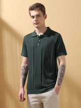 Men's Green Casual Regular Fit Half Sleeves Solid Tshirt