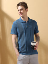 Men's Blue Casual Regular Fit Half Sleeves Solid Tshirt