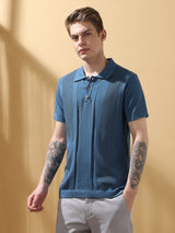 Men's Blue Casual Regular Fit Half Sleeves Solid Tshirt