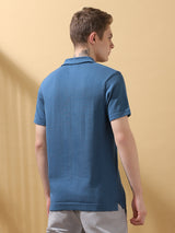 Men's Blue Casual Regular Fit Half Sleeves Solid Tshirt
