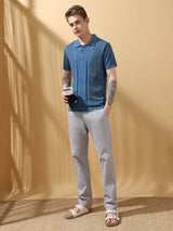Men's Blue Casual Regular Fit Half Sleeves Solid Tshirt