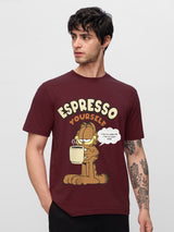Men's Brown Casual Graphic Half Sleeves Tshirt