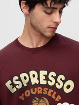 Men's Brown Casual Graphic Half Sleeves Tshirt