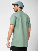 Men's Green Casual Printed Oversized Fit Half Sleeves Tshirt