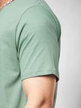 Men's Green Casual Printed Oversized Fit Half Sleeves Tshirt