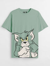 Men's Green Casual Printed Oversized Fit Half Sleeves Tshirt