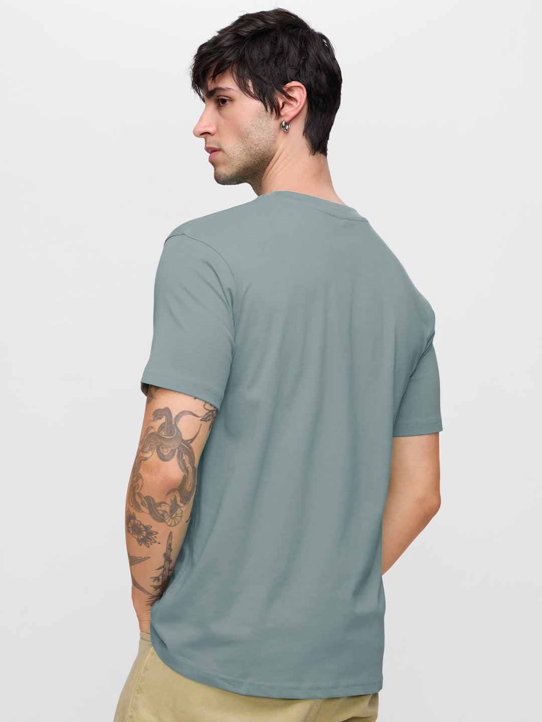 Men's Green Casual Printed Regular Fit Half Sleeves Tshirt