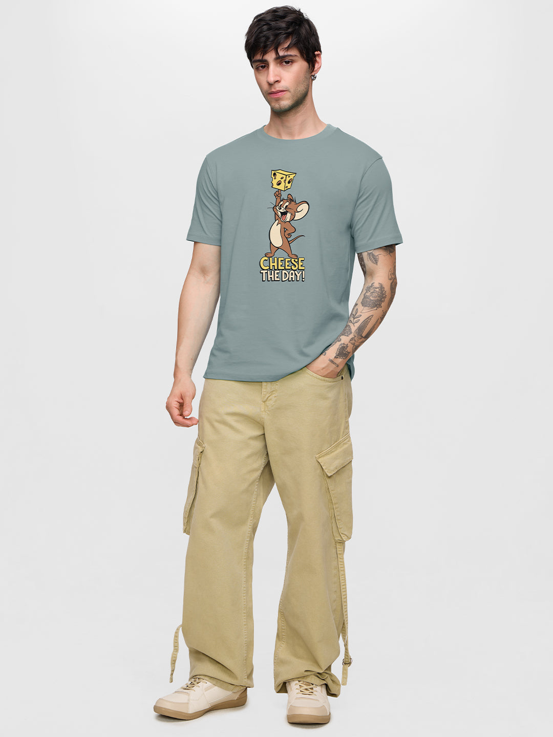 Men's Green Casual Printed Regular Fit Half Sleeves Tshirt