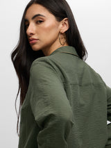 Women's Green Casual Regular Fit Solid Full Sleeves Shirt