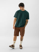 Men's Green Casual Solid Oversized Fit Half Sleeves Tshirt