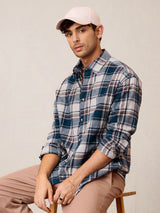 Men's Blue Casual Checkered Regular Fit Full Sleeves Shirt