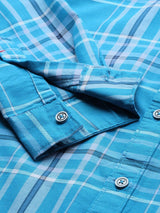 Men's Slim Fit Checkered Full Sleeves Spread Collar Casual Shirt