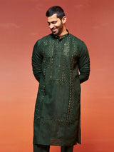 Men's Green Festive Ethnic Full Sleeves Kurta