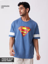 Men's Blue Round Neck Oversized Tshirt