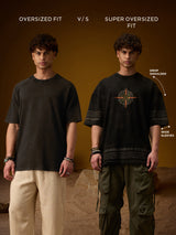 Men's Black Casual Printed Oversized Fit Half Sleeves Tshirt