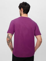 Men's Purple Casual Printed Regular Fit Half Sleeves Tshirt