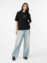Women's Black Casual Oversized Fit Printed Half Sleeves Tshirt