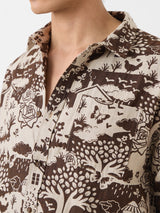 Men's Brown Casual  Half Sleeves Shirt