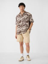 Men's Brown Casual  Half Sleeves Shirt