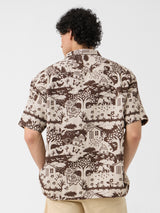 Men's Brown Casual  Half Sleeves Shirt