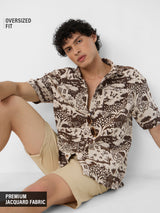 Men's Brown Casual  Half Sleeves Shirt