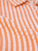 Women's Orange Casual Striped Half Sleeves Shirt