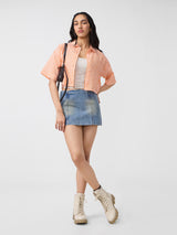 Women's Orange Casual Striped Half Sleeves Shirt