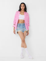 Women's Pink Casual Striped Full Sleeves Boyfriend Shirt