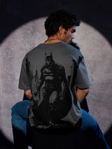 Men's Grey Casual Printed Oversized Fit Half Sleeves Tshirt