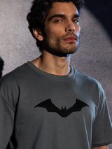 Men's Grey Casual Printed Oversized Fit Half Sleeves Tshirt