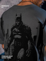 Men's Grey Casual Printed Oversized Fit Half Sleeves Tshirt