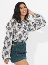 Women's Multicolor Casual Oversized Fit Printed Full Sleeves Shirt