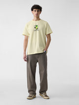 Men's Yellow Casual Printed Regular Fit Half Sleeves Tshirt