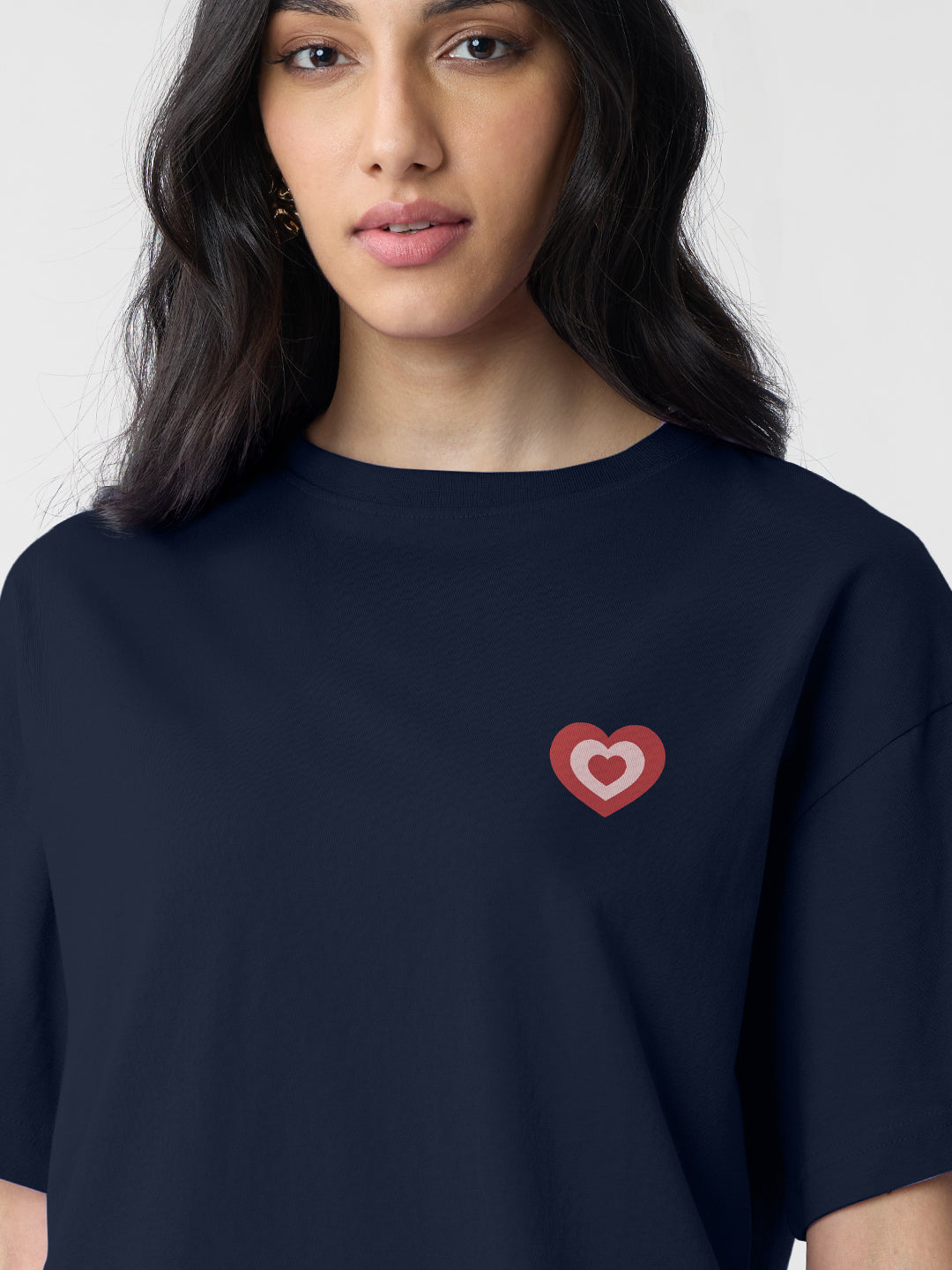 Women's Blue Casual Oversized Fit Printed Half Sleeves Tshirt