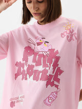 Women's Pink Casual Oversized Fit Graphic Half Sleeves Tshirt
