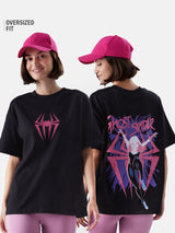Women's Black Casual Oversized Fit Printed Half Sleeves Tshirt