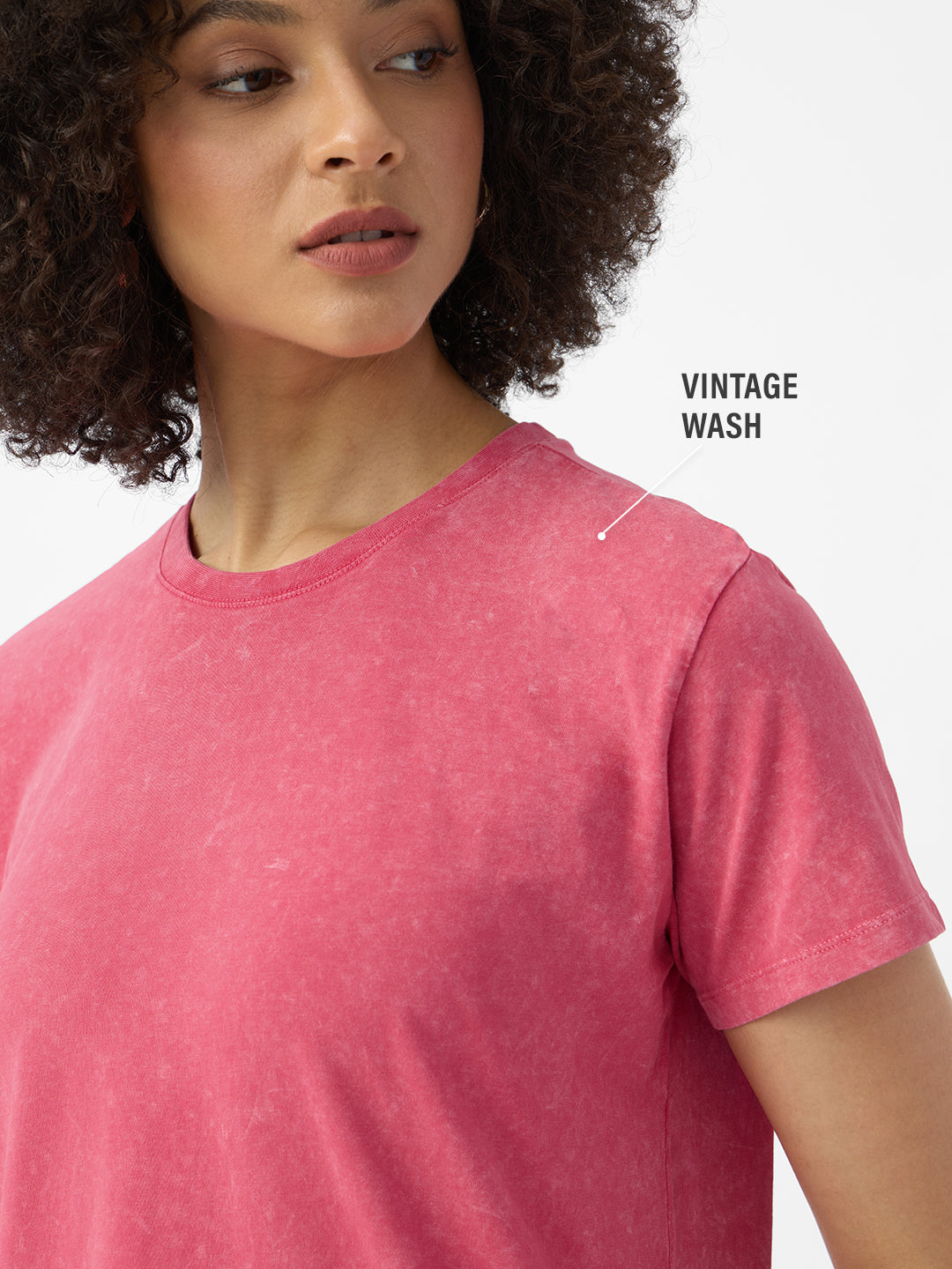 Women's Pink Casual Regular Fit Solid Half Sleeves Tshirt