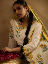 Women's Off White Printed Straight Kurta Trouser With Dupatta Set