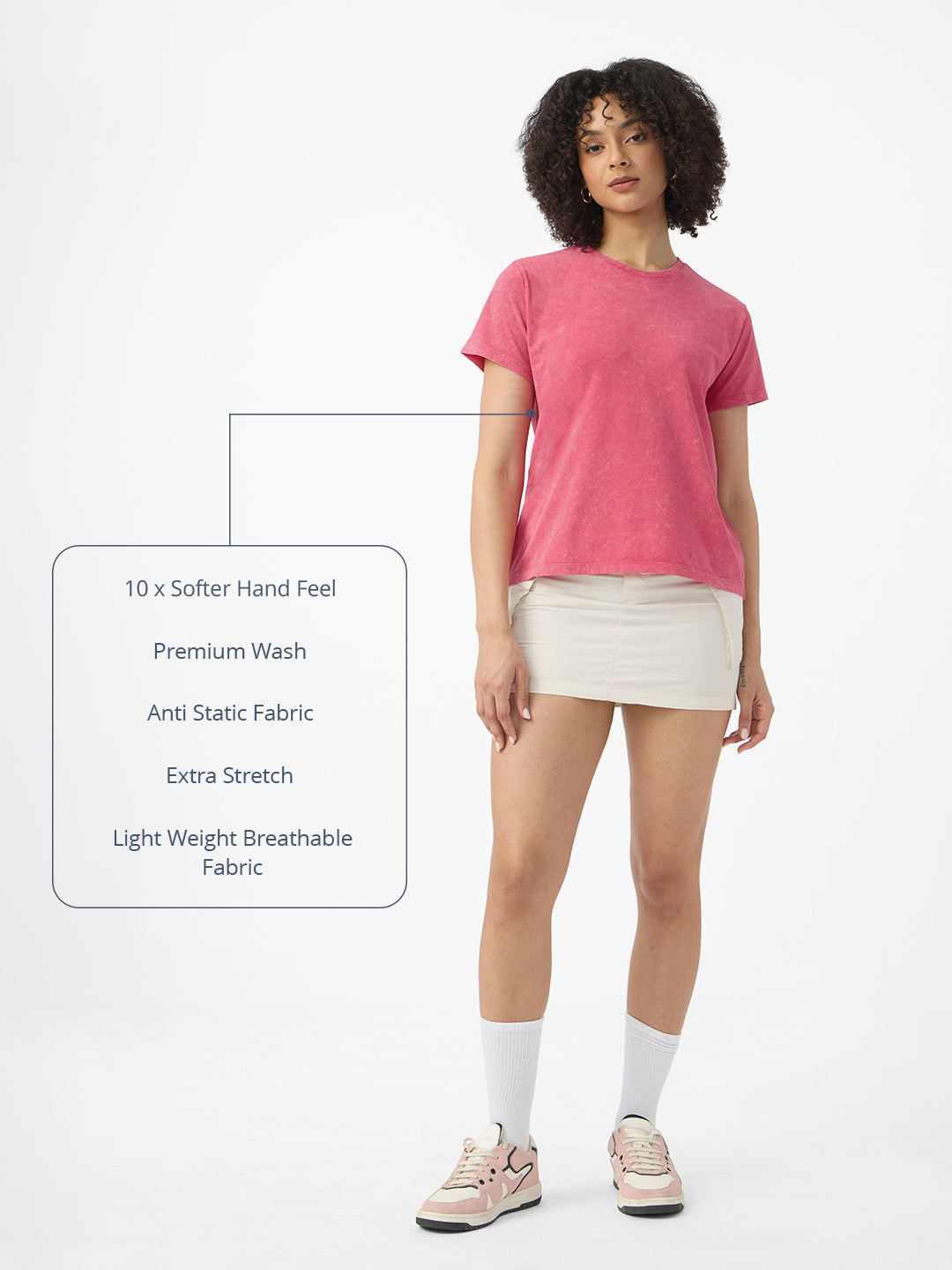 Women's Pink Casual Regular Fit Solid Half Sleeves Tshirt